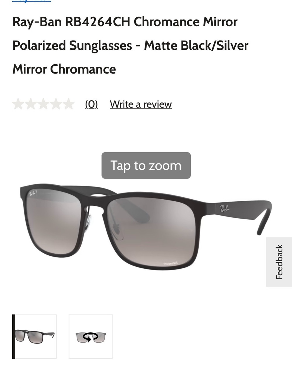 Ray-Ban Chromance Matte Black Sunglasses with Silver Mirror Lenses